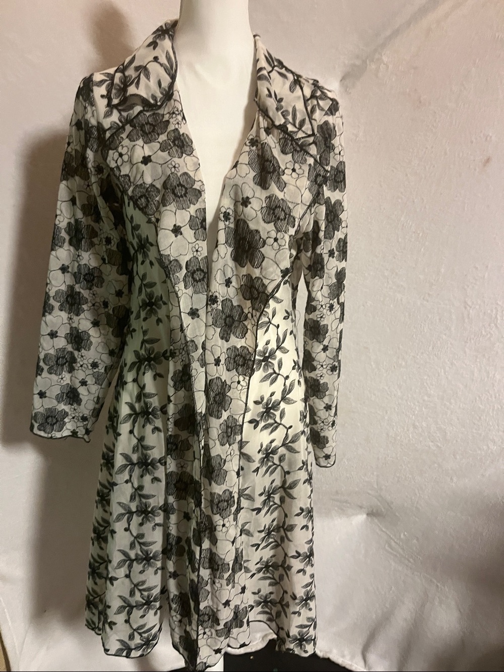 Adore Black Floral Lace Long Sleeve Dress on White